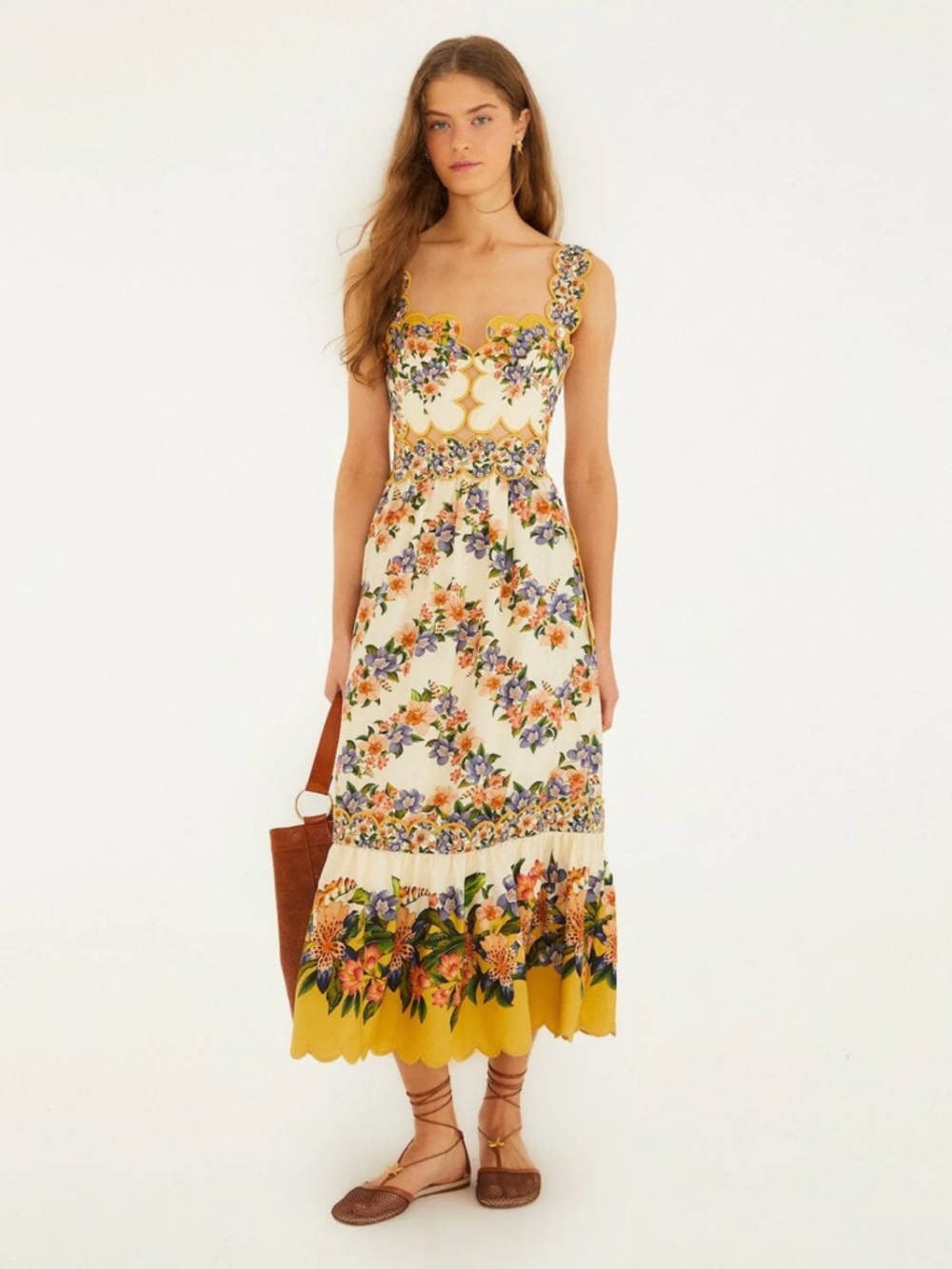 Farm Rio Sand Hilo Stripes Lenzing™ Ecovero™ Euroflax™ Midi Dress